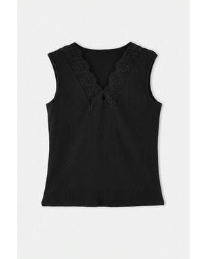 Trendyol Effen Mouwloos Getailleerd Grote Maten Blouses - Zwart
