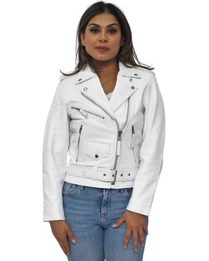 Infinity Leather Cowhide Brando Biker Jacket-Murcia - Grey