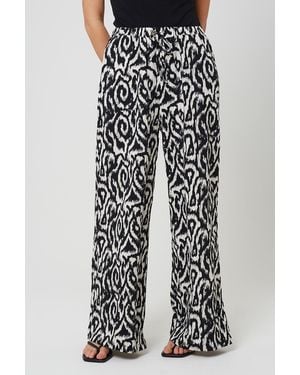 Brave Soul Abstract Print Wide Leg Trousers - Black