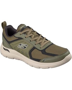 Skechers Arch Fit Summits Leege Leather Leather/Pu/Mesh Trainers - Green