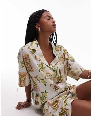 TOPSHOP Co Ord Resort Shirt - Brown
