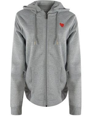Moschino Love Heart Logo Zip Hoodie Cotton - Grey