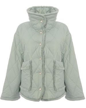 Urban Revivo Quilted Jacket With Faux Fur Trim - Green