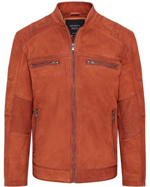 Infinity Leather Buff Cafe Racer Biker Jacket - Orange