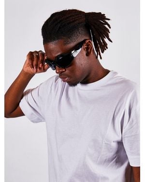 SVNX Shiny Exaggerated Brow Sunglasses - White