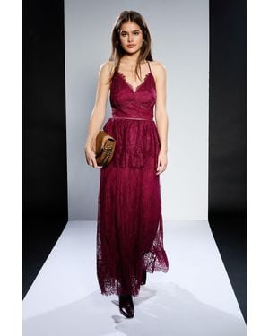 Runway 1.8.1.8 Strappy Lace Peplum Maxi Dress - Purple