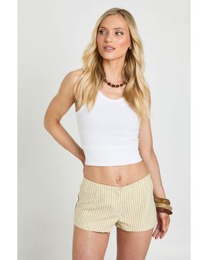 Boohoo Petite Stripe Fitted Short - White
