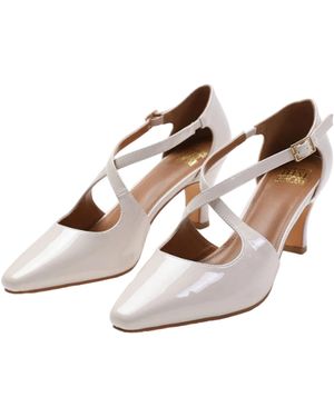 Where's That From Colorado Lakleer Kruisband Medium Blokhak Sandalen (crème) - Wit