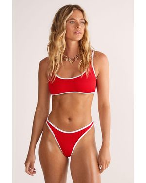 Nasty Gal Ribbed Contrast Binding Crop Bikini Set - Red
