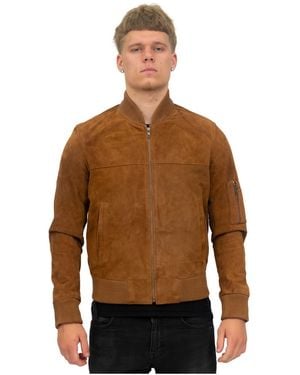 Infinity Leather Goat Suede Ma-1 Bomber Jacket-Auckland - Brown