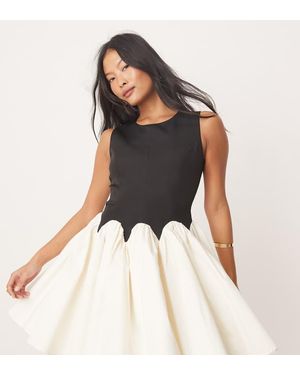 Never Fully Dressed Petite Contrast Drop Hem Mini Dress - Black
