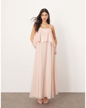 ARRANGE Shard Sequin Layered Trapeze Cami Maxi Dress - Pink