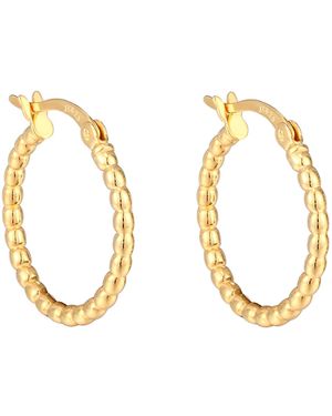 The Jewellery Stockroom 18Ct Plated Sterling Beaded Creole Hoop Earrings - Metallic