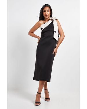 Wallis Petite Occasion Scuba Corsage One Shoulder Midi Dress - Black