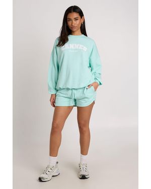 Boohoo Cannes Printed Sweatshirt Short Tracksuit - Green