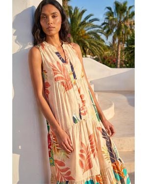 Roman Floral Print Smock Maxi Dress - Yellow