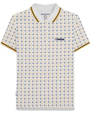 Lambretta Geometric Polo Shirt /Smoke) Cotton - Blue