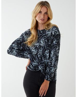 Blue Vanilla Butterfly Print Knot Top - Blue