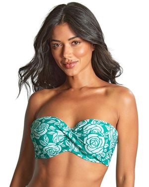 Panache Sw1763B English Rose Ella Twist Bandeau Bikini Top - Blue