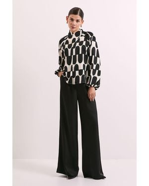 PRINCIPLES Printed Twist Neck Blouson Sleeve Blouse - Blue