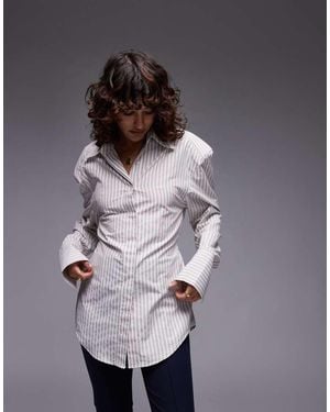 ASOS Cinch Waist Shirt With Shoulder Pads - Purple