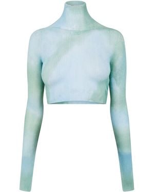Off-White c/o Virgil Abloh Off Tie Dye Slim Fit Turtleneck T-Shirt - Blue