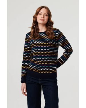 Izabel London Geo Print Long Sleeve Slim Jumper - Blue