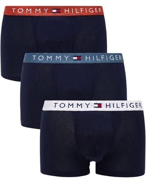Tommy Hilfiger Underwear 3Pack Th Original Logo Waistband Trunks Soft Boxer - Blue