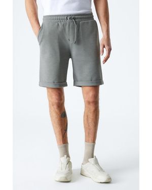 Grimelange Mid Waist Drawstring Straight Shorts - Grey