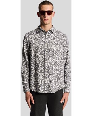 Lyle & Scott Viscose Blend Floral Jacquard Shirt - Grey