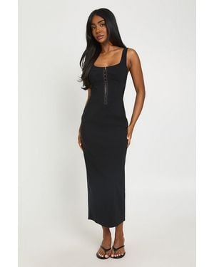 Boohoo Bengaline Hook And Eye Midaxi Dress - Black