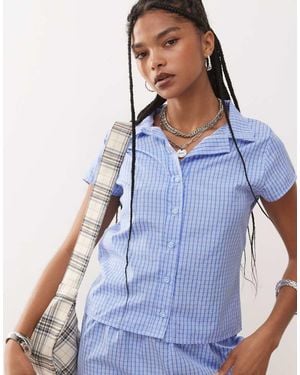 Reclaimed Vintage Cap Sleeve Micro Shirt - Blue