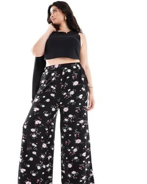 Yours Wide Leg Trousers - Black