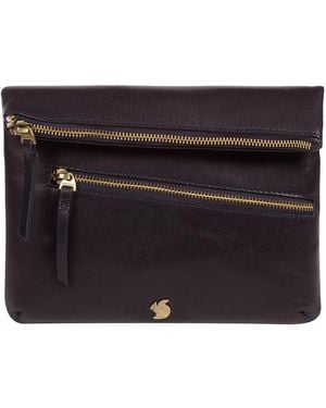 Conkca 'Flare' Leather Clutch Bag - Black