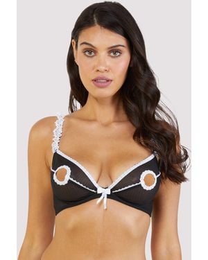 Playful Promises Mir&A Peep Hole & Bra - Black