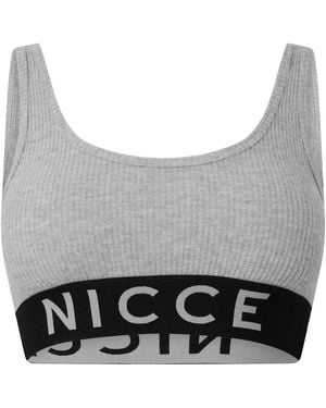 Nicce London Lull Scoop Neck Cropped Snug Fit Bra - Grey
