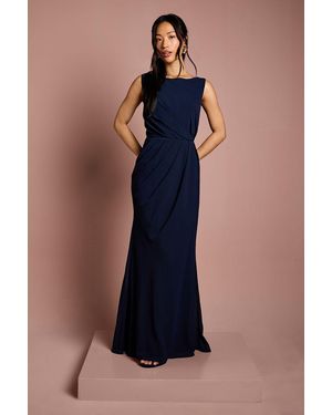 Coast Satin Lace Back Detail Maxi Bridesmaid Dress - Blue