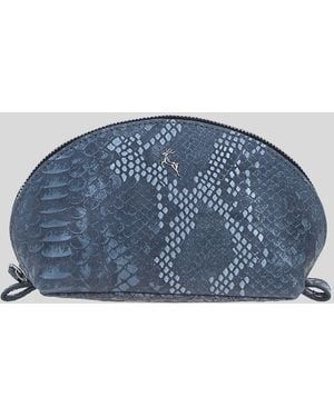 Ashwood Leather 'Philippa' Real Makeup Bag - Blue