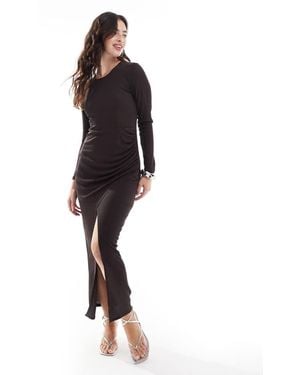 Closet Long Sleeve Maxi Dress - Brown