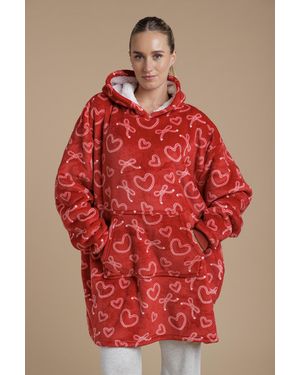 Tokyo Laundry Heart & Bow Print Oodie - Red