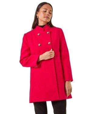 Roman Petite Military Buttoned Coat - Red