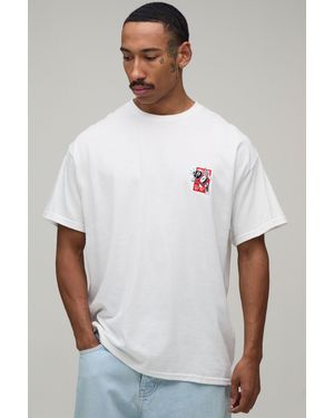 BoohooMAN Oversized Sushi Embroidered T-Shirt - White