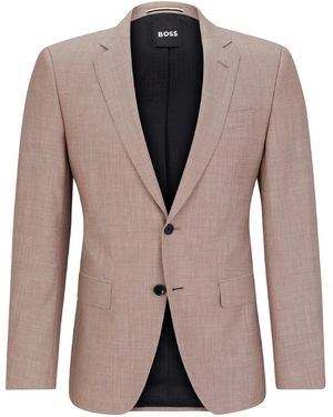 BOSS Solid Patterned Notch Collared Blazer - Grey