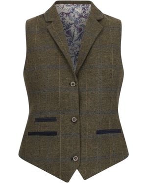 TruClothing Tailored Fit Tweed Waistcoat - Green