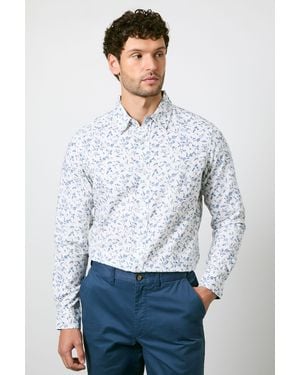 MAINE Off Floral Print Long Sleeve Shirt Cotton - White