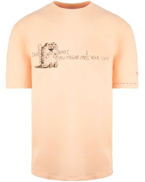 PUMA X Michael Lau Long Tee Short Sleeve Crew Neck T-Shirt 530362 26 Cotton - Natural