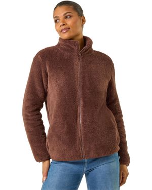 Roman Soft Sherpa Fleece Jacket - Brown