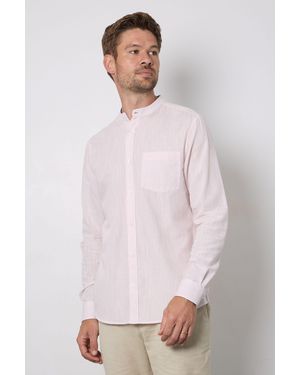 MAINE Textured Grandad Long Sleeve Shirt Viscose - Pink