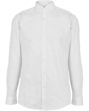 BOSS Oxford Spread Collar Long-Sleeved Shirt Cotton - White