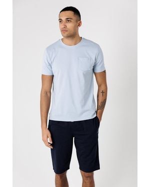 Tokyo Laundry Light Cotton Crew Neck T-Shirt And Shorts Pyjama Set - Blue